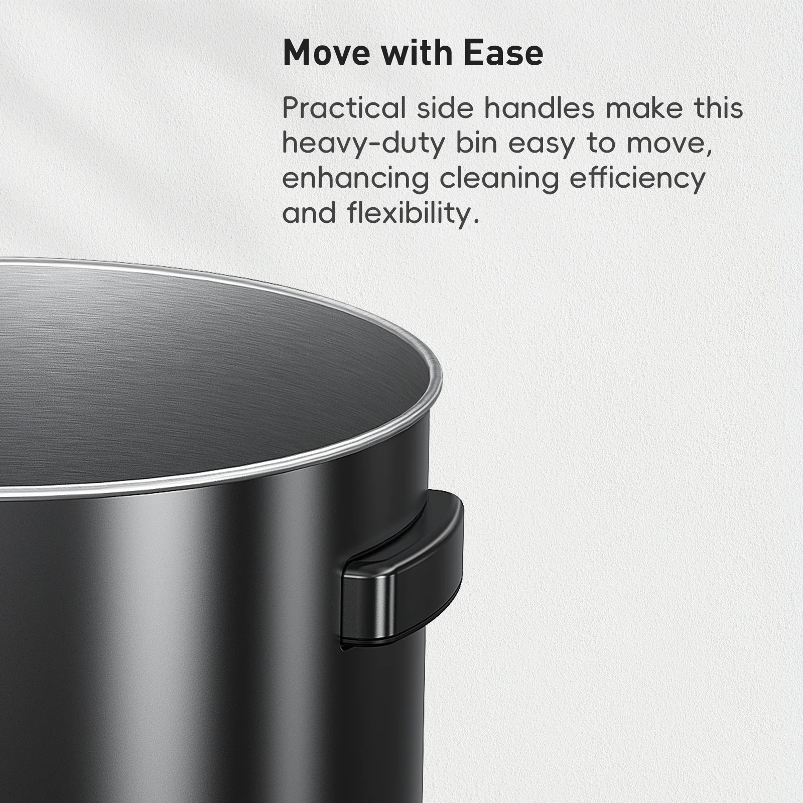 Urban Round Open Top Can Commercial 90L / 23.7 Gal - Black Stainless Steel - Image 5