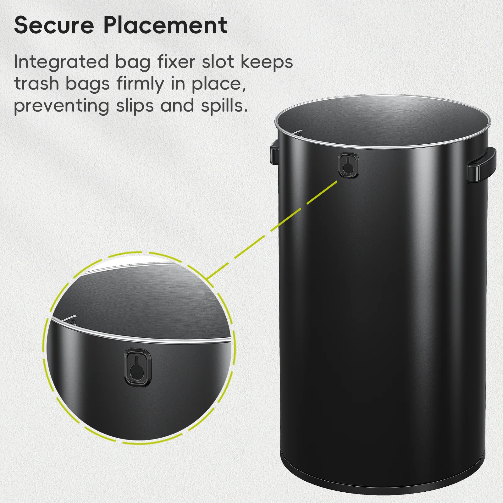 Urban Round Open Top Can Commercial 90L / 23.7 Gal - Black Stainless Steel - Image 6
