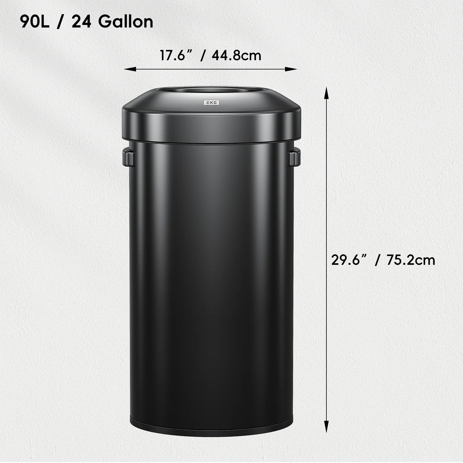 Urban Round Open Top Can Commercial 90L / 23.7 Gal - Black Stainless Steel - Image 8