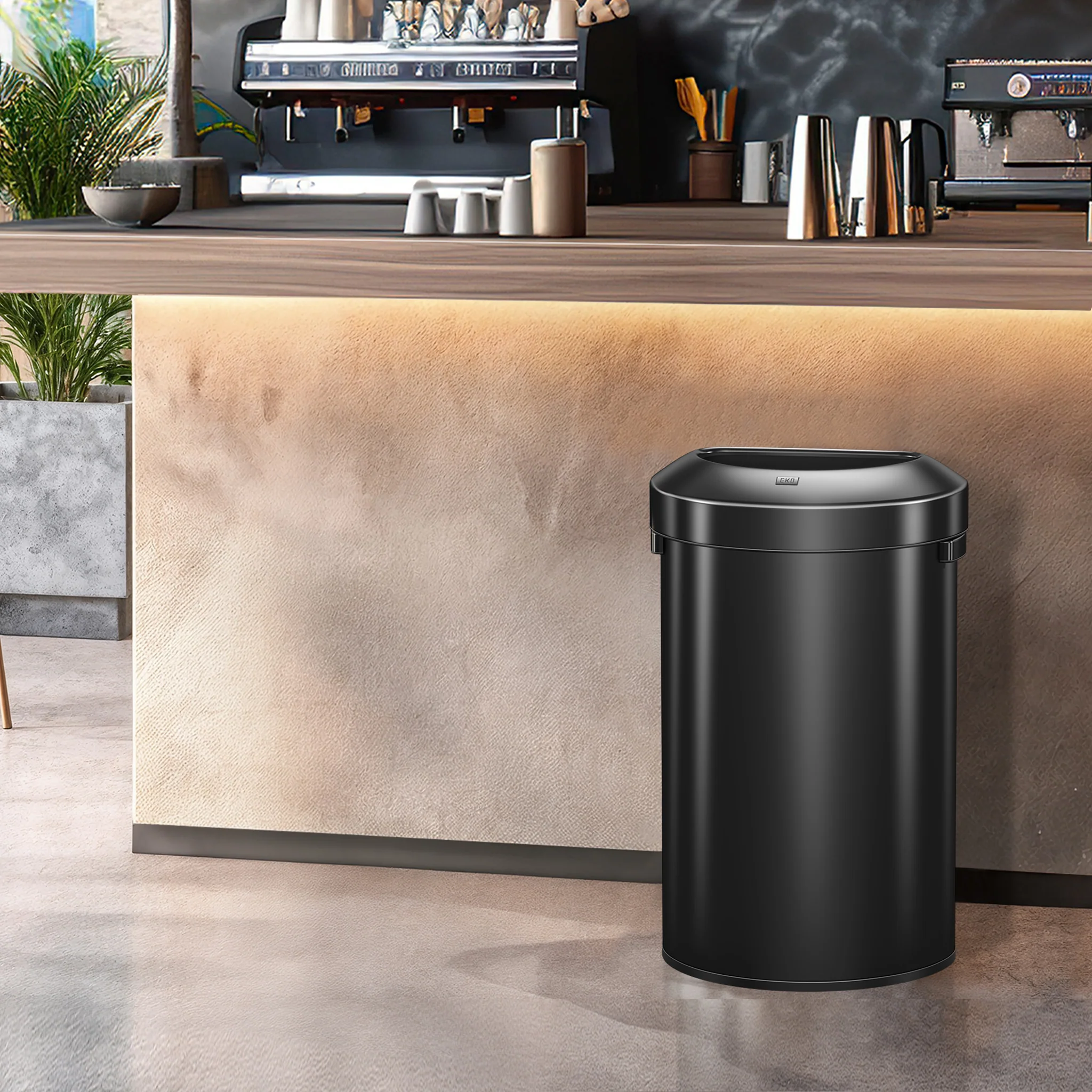 Urban Semi-Round Open Top Can Commercial Grade – 60L / 16 Gal-Matte Black - Image 2