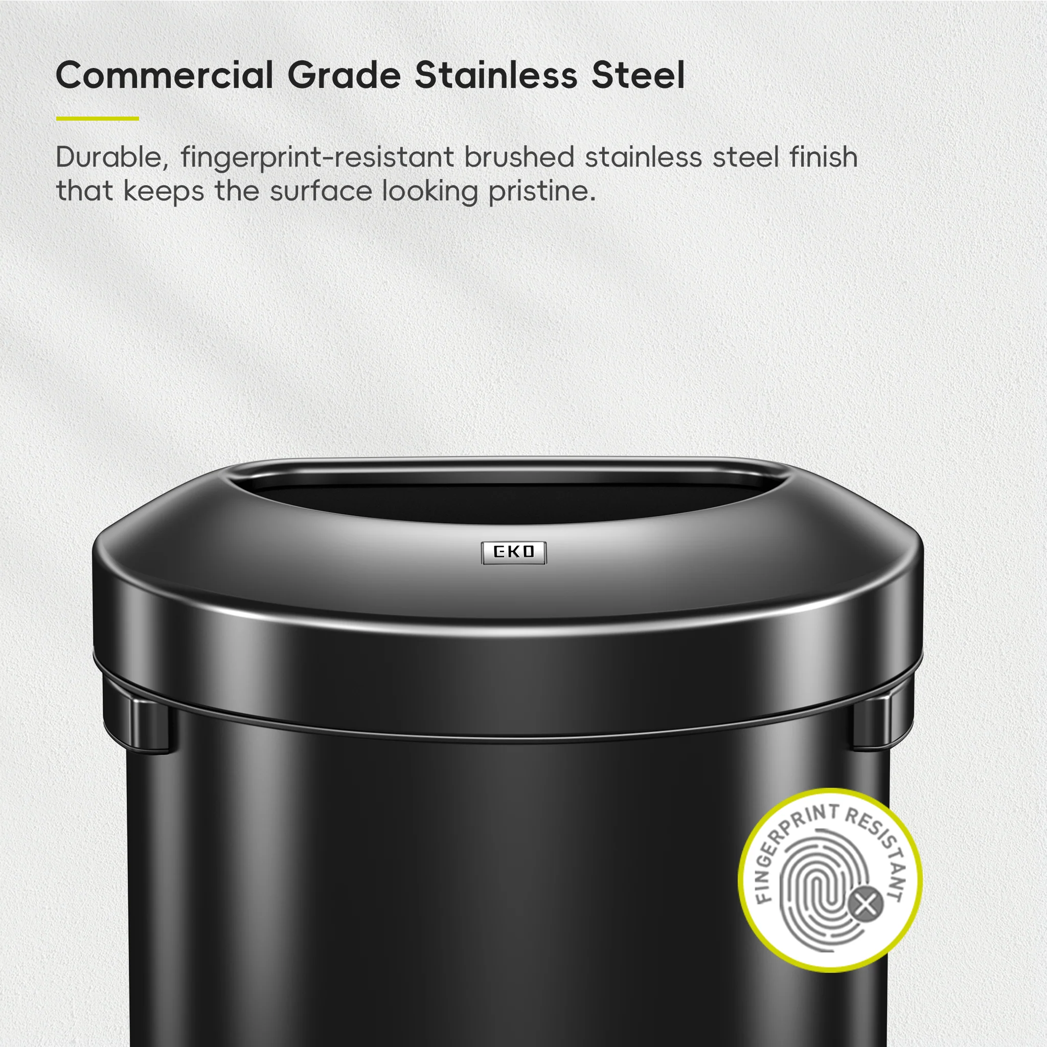 Urban Semi-Round Open Top Can Commercial Grade – 60L / 16 Gal-Matte Black - Image 3