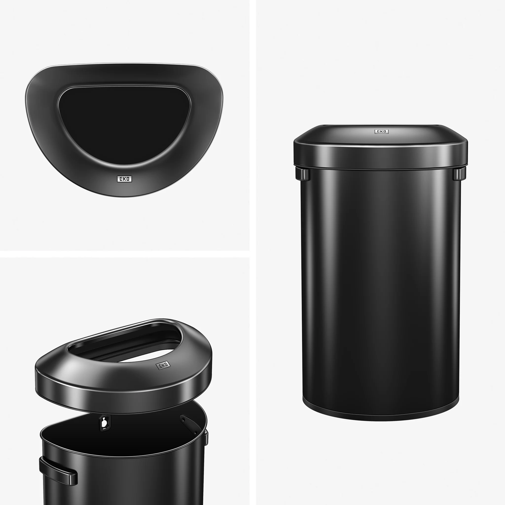 Urban Semi-Round Open Top Can Commercial Grade – 60L / 16 Gal-Matte Black - Image 4