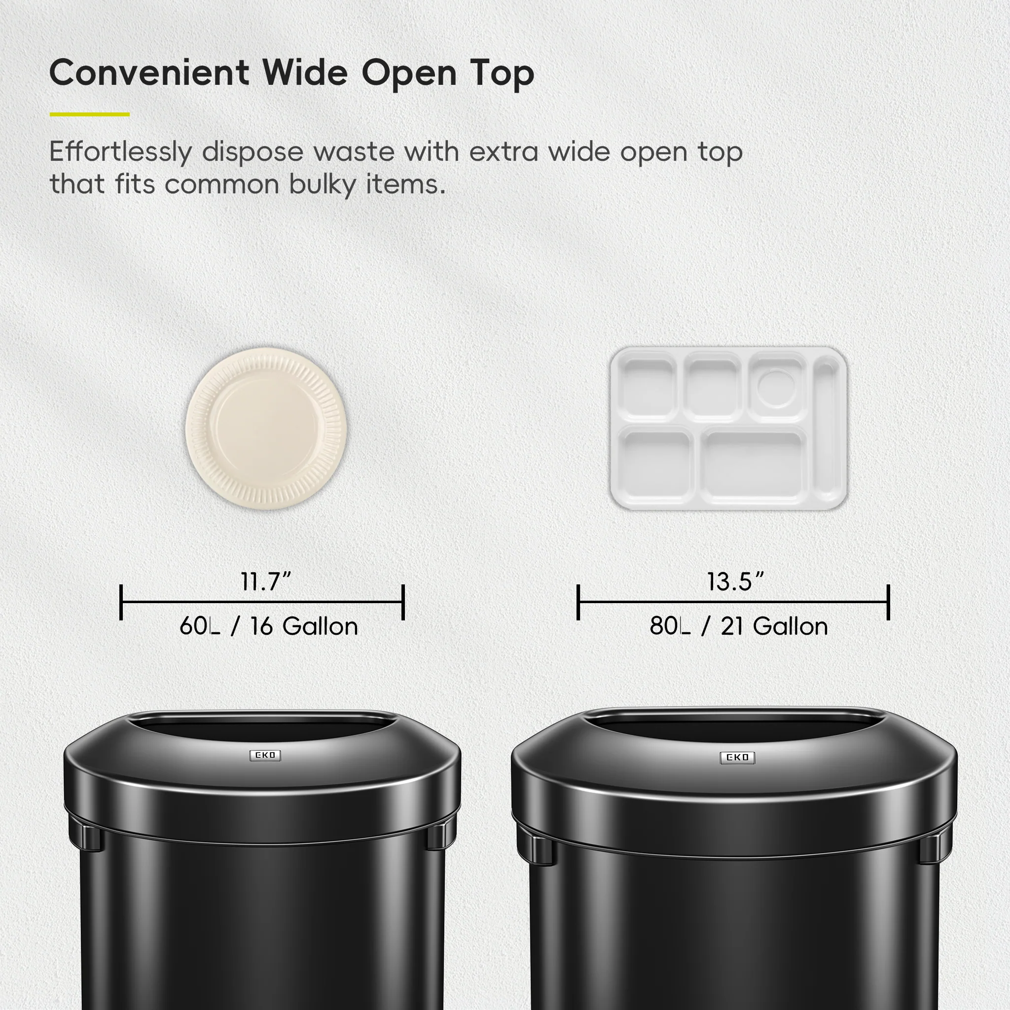 Urban Semi-Round Open Top Can Commercial Grade – 60L / 16 Gal-Matte Black - Image 5