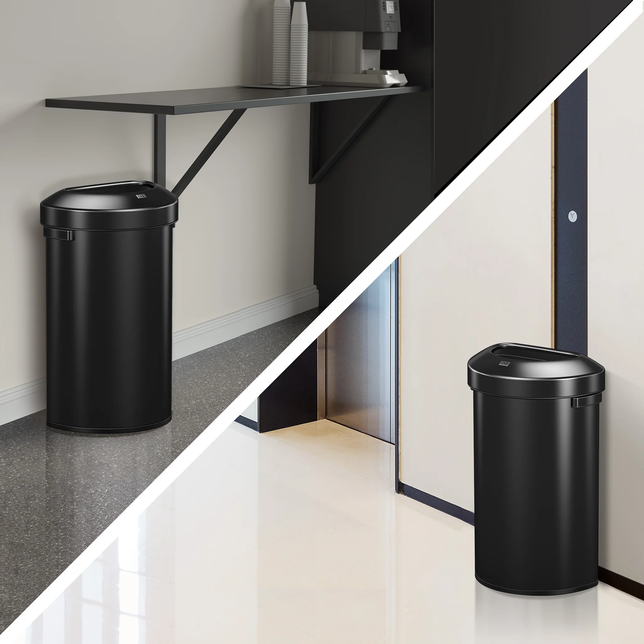 Urban Semi-Round Open Top Can Commercial Grade – 60L / 16 Gal-Matte Black - Image 8