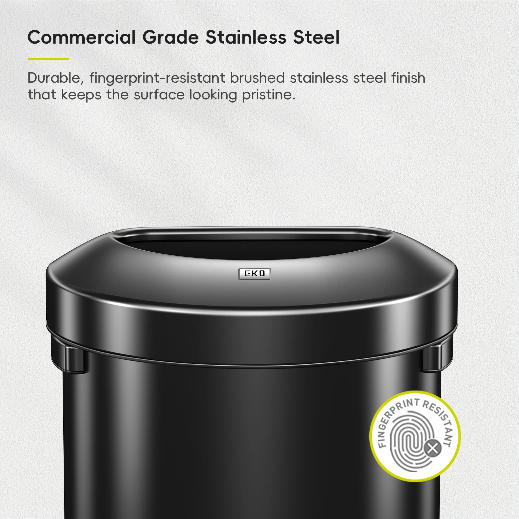 Urban Semi-Round Open Top Can Commercial Grade – 80L / 21 Gal-Matte Black - Image 3