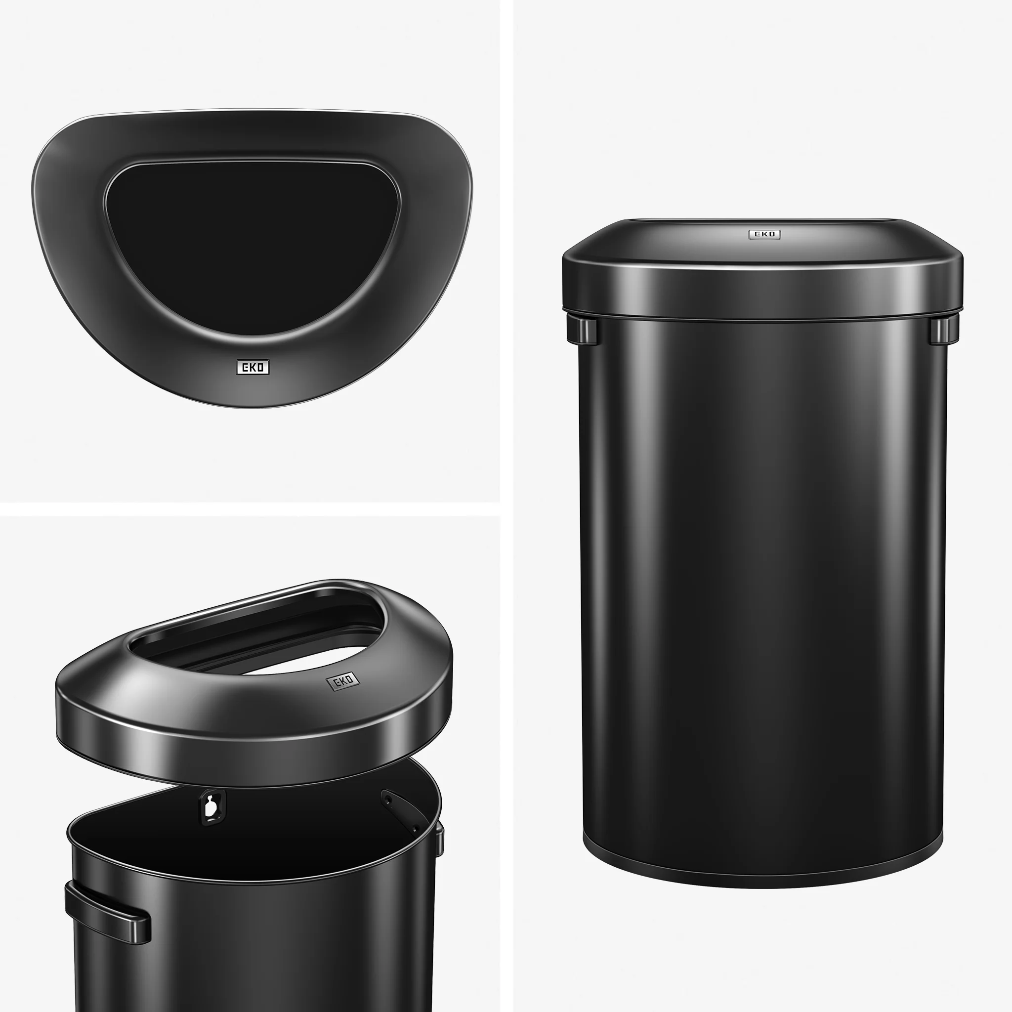Urban Semi-Round Open Top Can Commercial Grade – 80L / 21 Gal-Matte Black - Image 4
