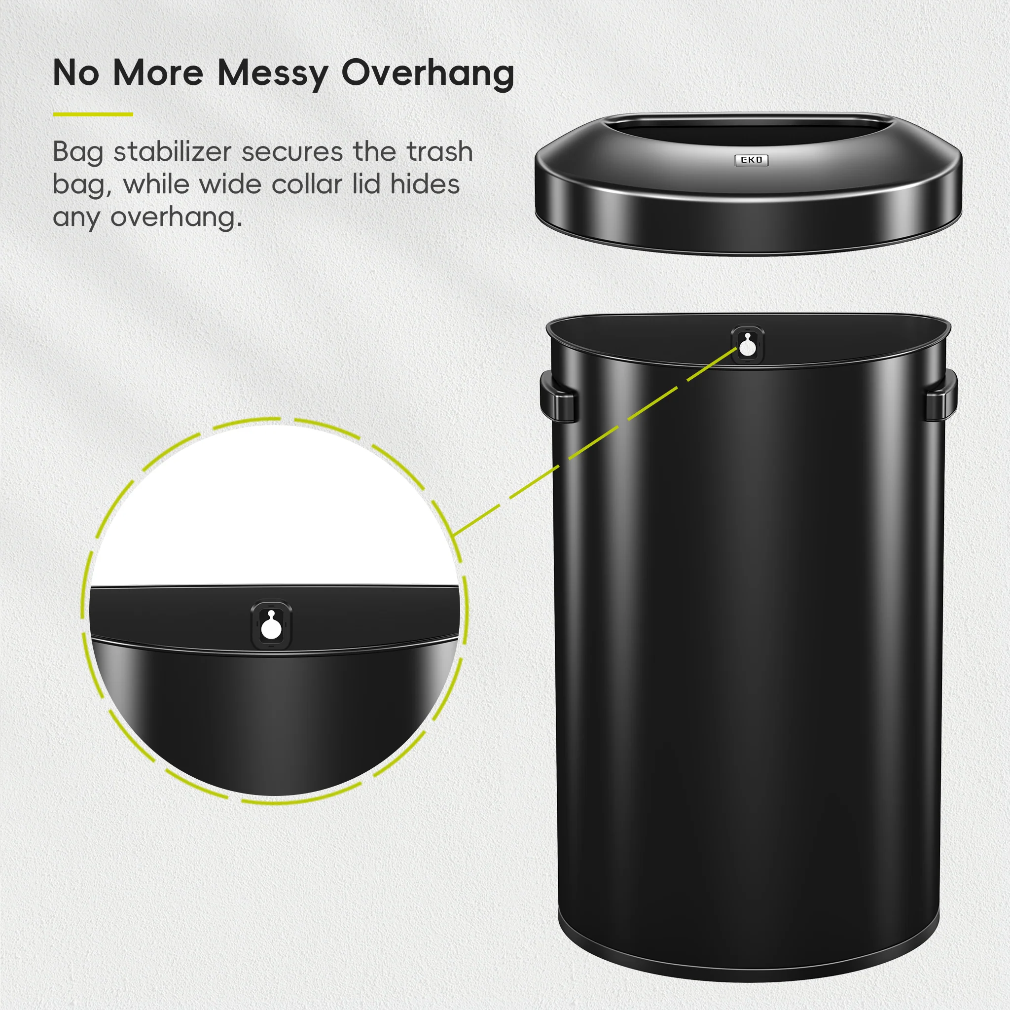 Urban Semi-Round Open Top Can Commercial Grade – 80L / 21 Gal-Matte Black - Image 5