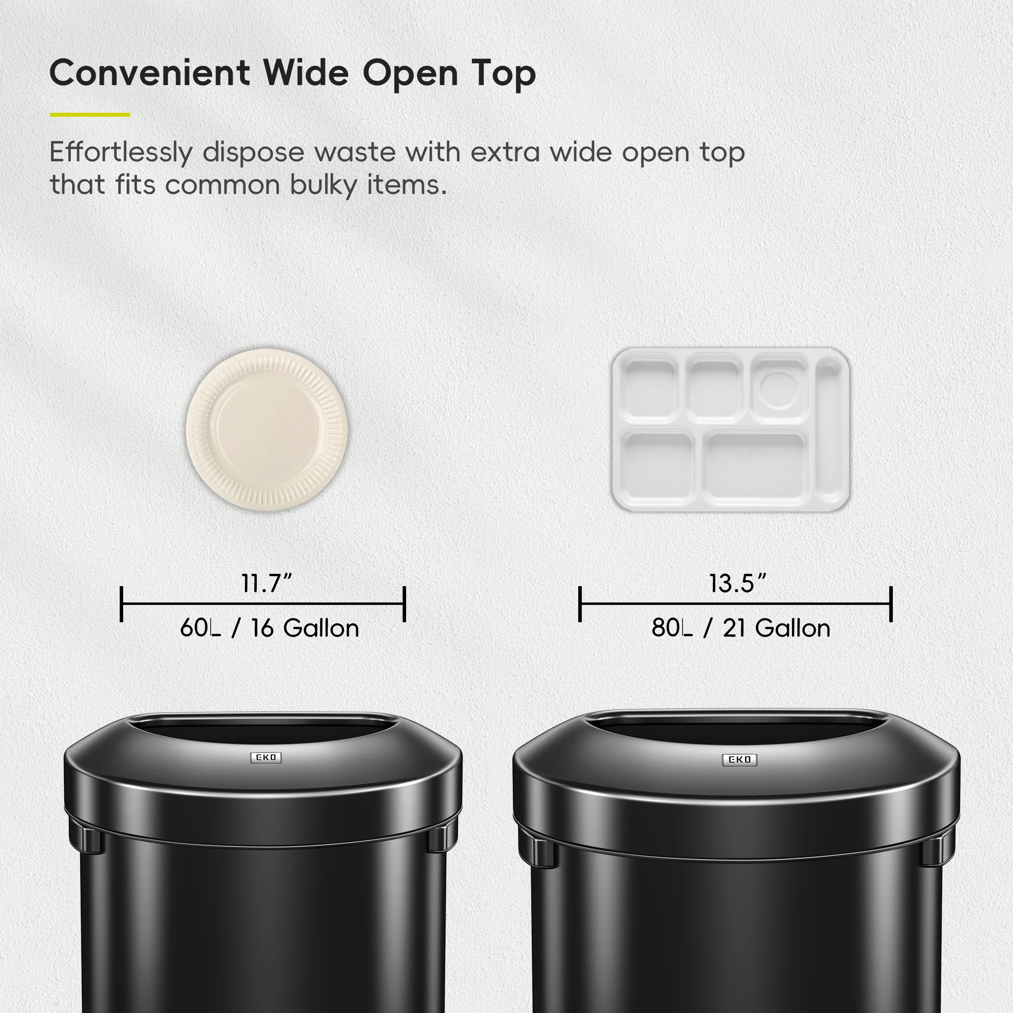 Urban Semi-Round Open Top Can Commercial Grade – 80L / 21 Gal-Matte Black - Image 6