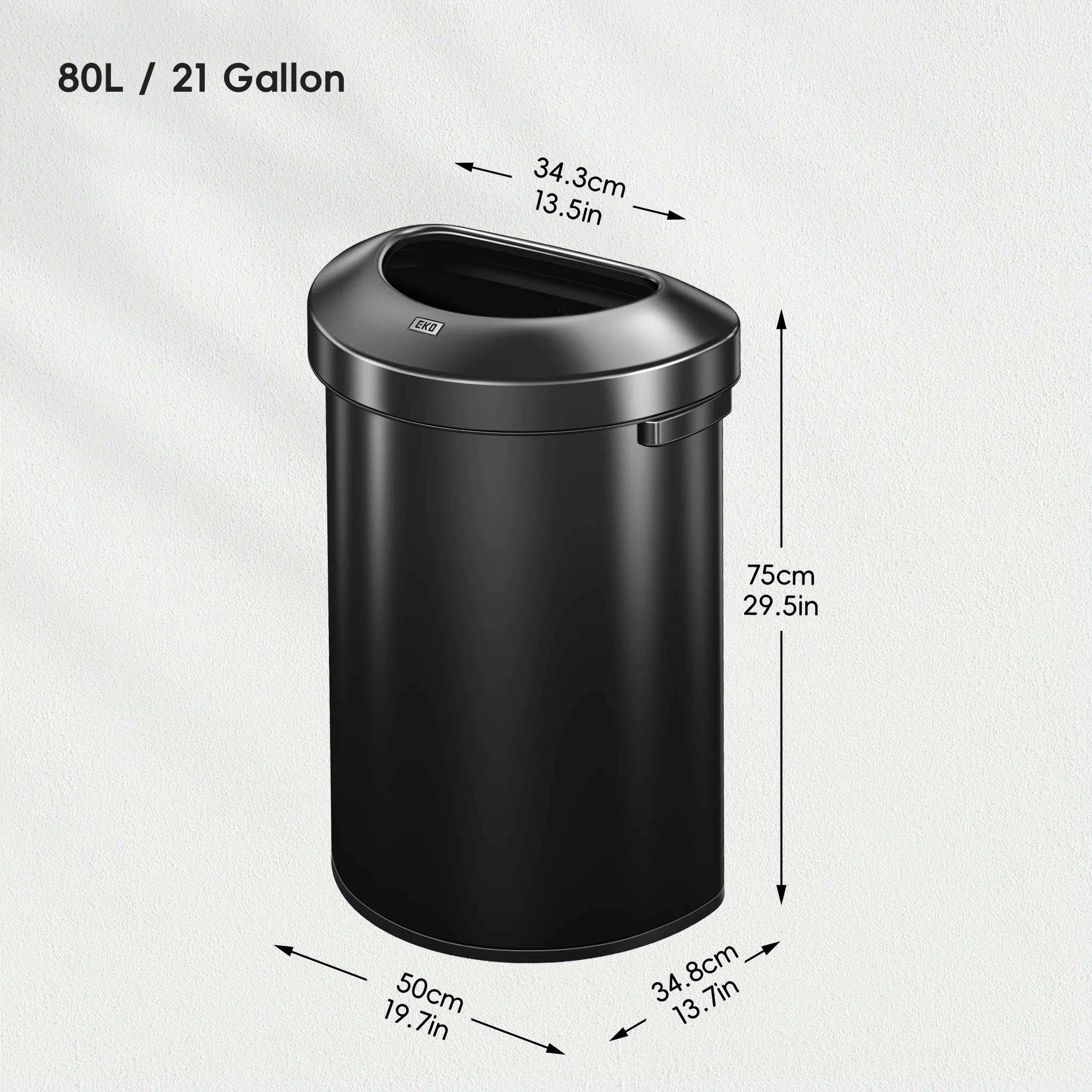 Urban Semi-Round Open Top Can Commercial Grade – 80L / 21 Gal-Matte Black - Image 7
