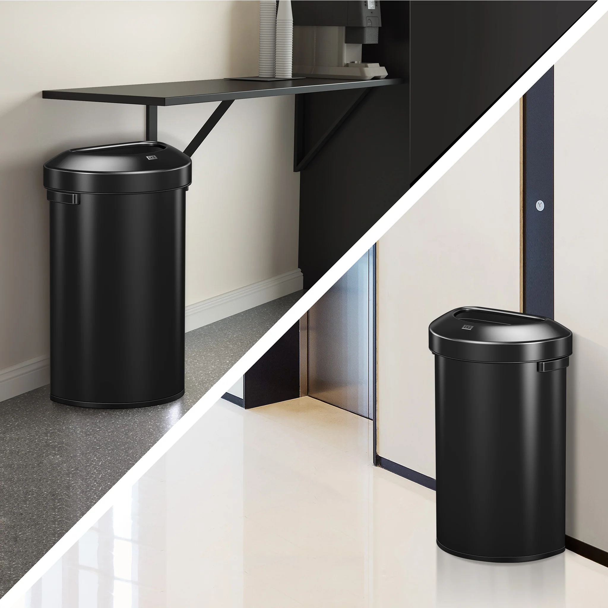 Urban Semi-Round Open Top Can Commercial Grade – 80L / 21 Gal-Matte Black - Image 8