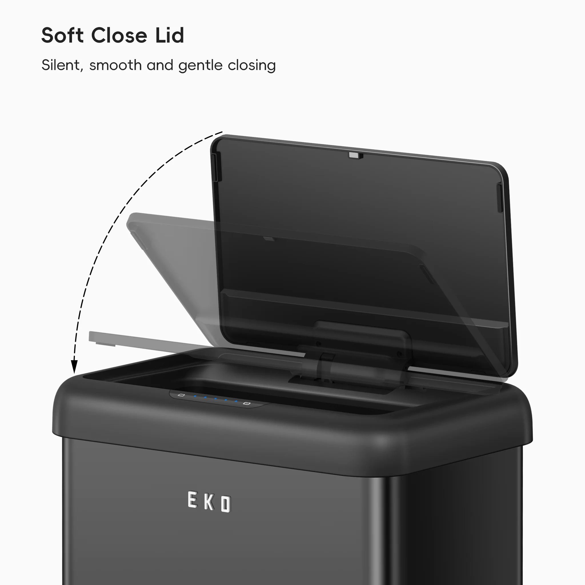 Vintage Dual Compartment 32L + 18L Motion Sensor Trash Can-Matte Black - Image 5