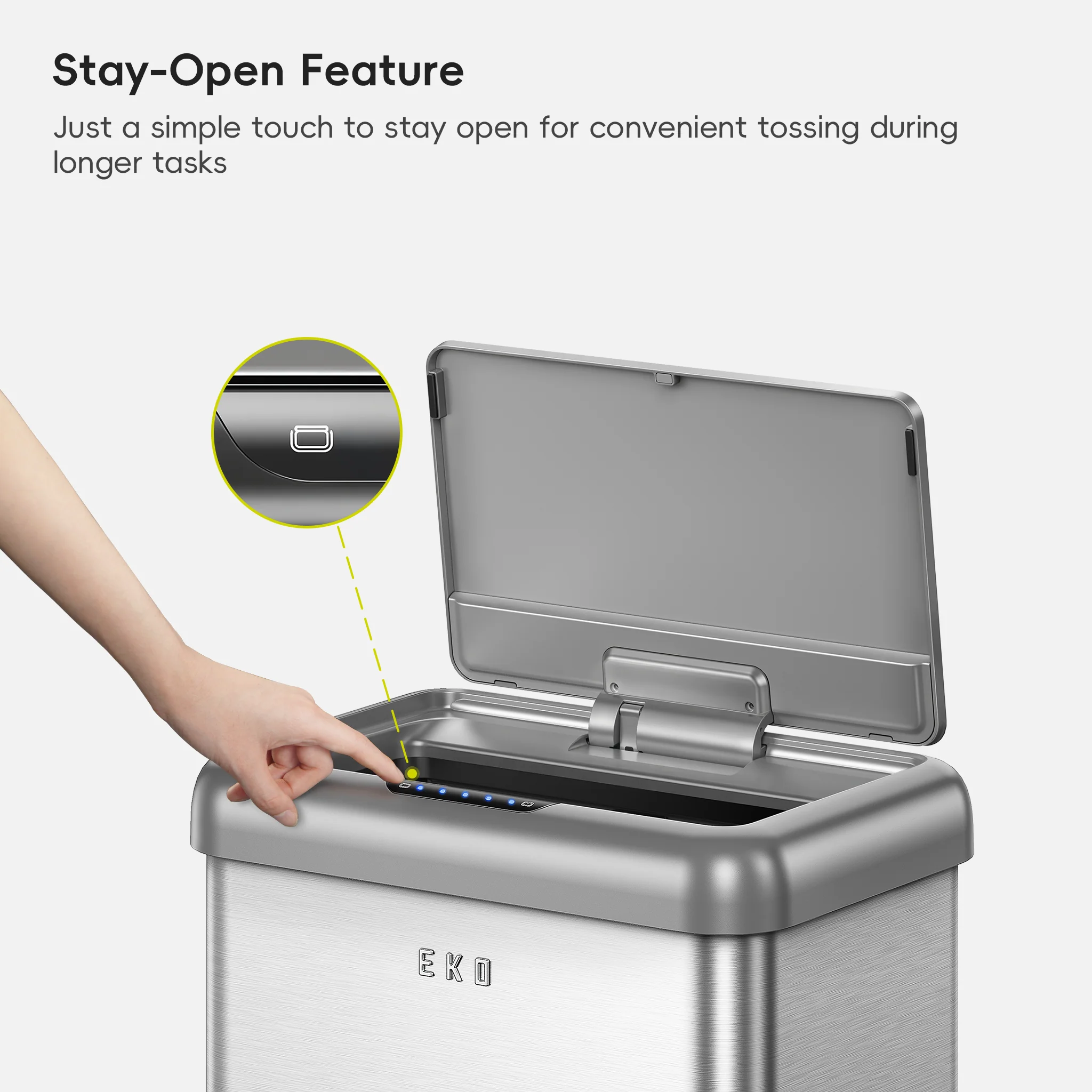 Vintage Dual Compartment 32L + 18L Stainless Steel Motion Sensor Trash Can - Image 6
