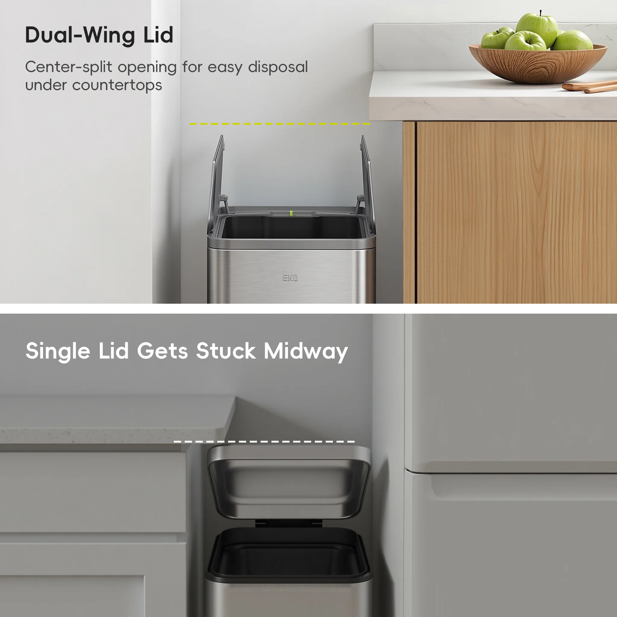 X-Wing 50L / 13.2 Gallon Slim Step Trash Can with Dual Wing Lid - Image 3